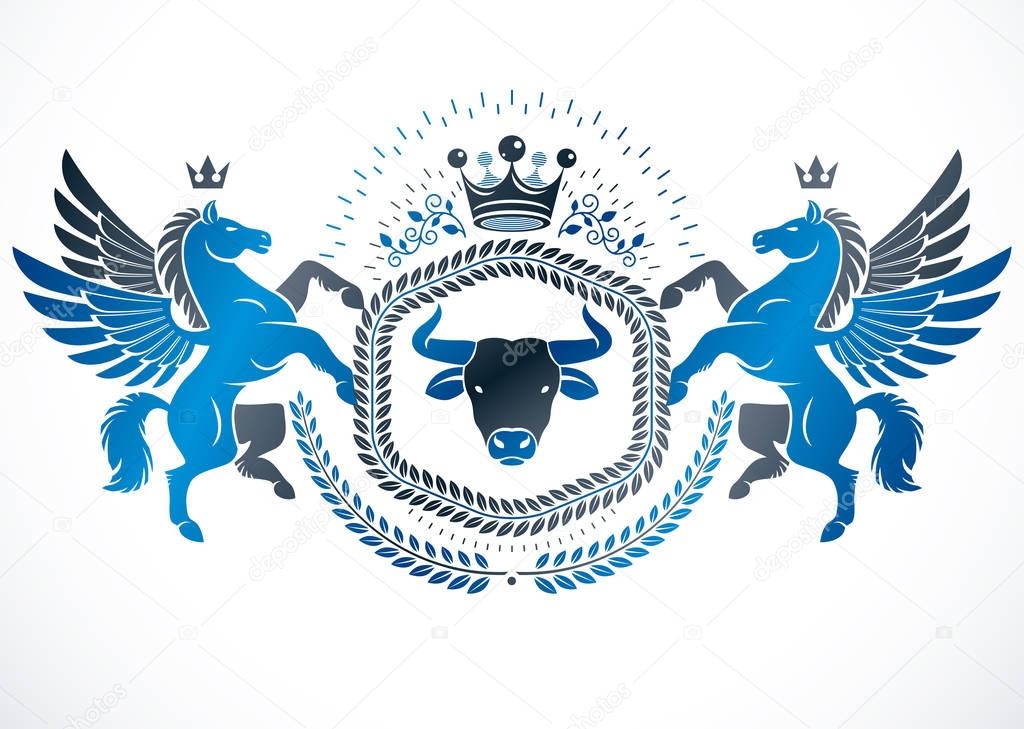 Vintage coat of arms logo, vector illustration