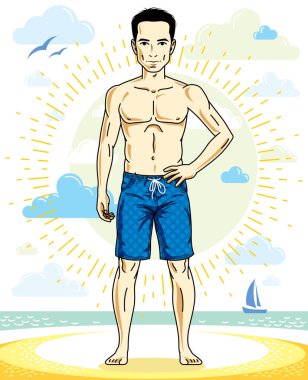  tropik sahilde duran adam 