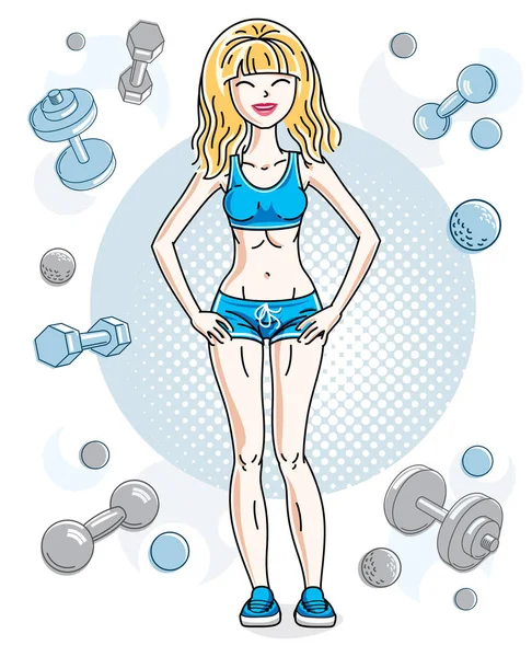 Blonde athletic woman — Stock Vector