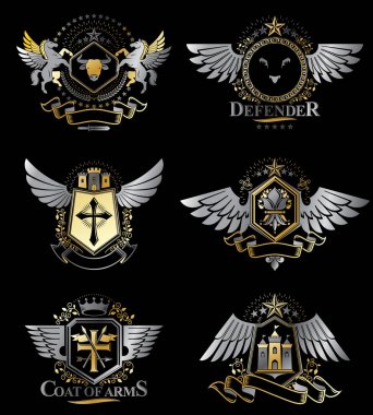 Vintage Hanedanlık armaları tasarım şablonları