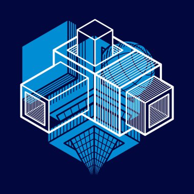 soyut şekli küpler ve geometrik formlar kullanılarak yapılan