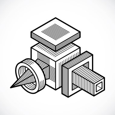 soyut şekli küpler ve geometrik formlar kullanılarak yapılan