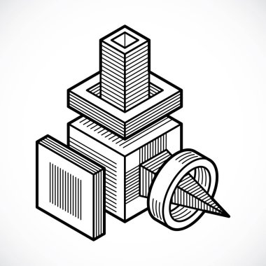 soyut şekli küpler ve geometrik formlar kullanılarak yapılan