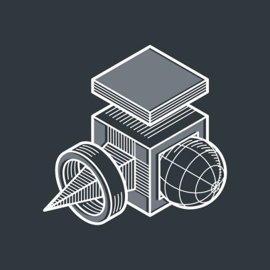 soyut şekli küpler ve geometrik formlar kullanılarak yapılan