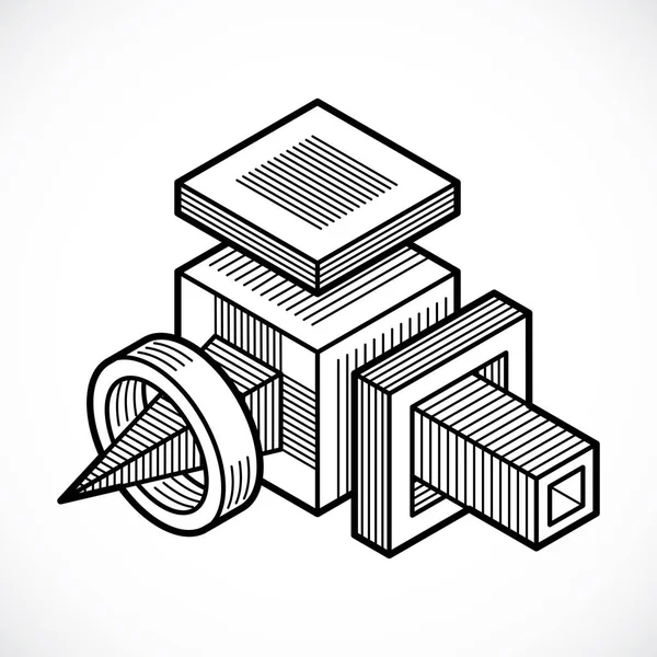 soyut şekli küpler ve geometrik formlar kullanılarak yapılan