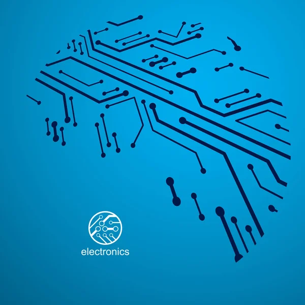 Placa de circuito com componentes eletrônicos — Vetor de Stock