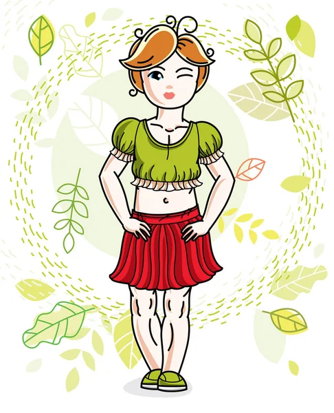 Beautiful little girl — Stock Vector