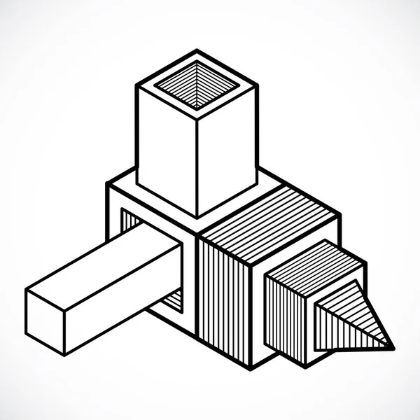 Forme abstraite faite avec des cubes et des formes géométriques — Image vectorielle