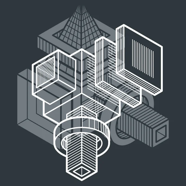 Engenharia de construção tridimensional — Vetor de Stock