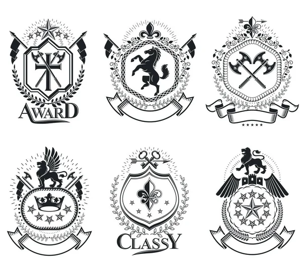 Lyxiga heraldiska emblem mallar. — Stock vektor