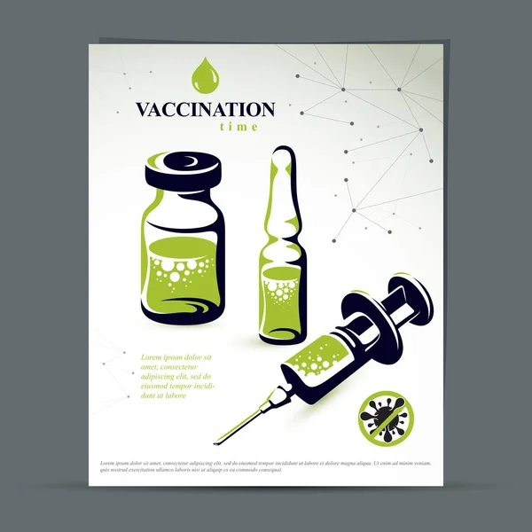 Brochure publicitaire de vaccination programmée pour enfants — Image vectorielle