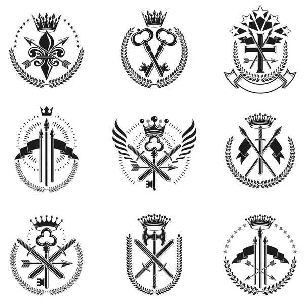 Vintage Weapon Emblems set. — Stock Vector