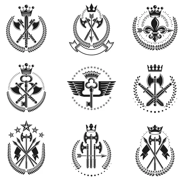 Conjunto de emblemas de armas vintage . — Archivo Imágenes Vectoriales