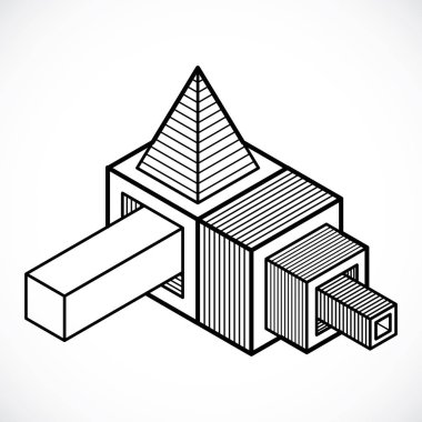 soyut şekli küpler ve geometrik formlar kullanılarak yapılan