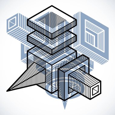 soyut şekli küpler ve geometrik formlar kullanılarak yapılan