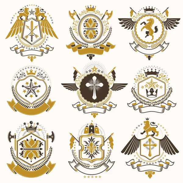 Heraldic decorative coat of arms — Stock Vector