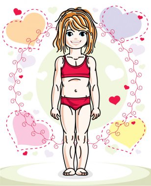 Küçük karikatür Kızıl saçlı kadın