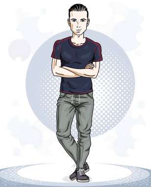 Yakışıklı genç çizgi film adam