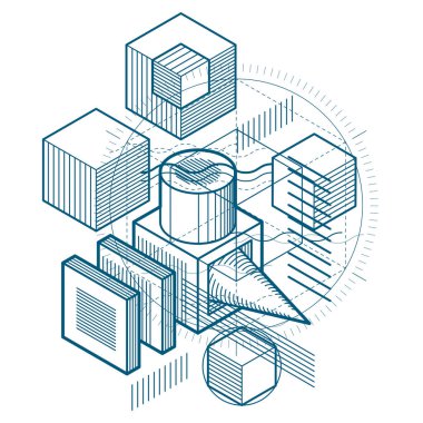 Elemanları ile izometrik soyutlama