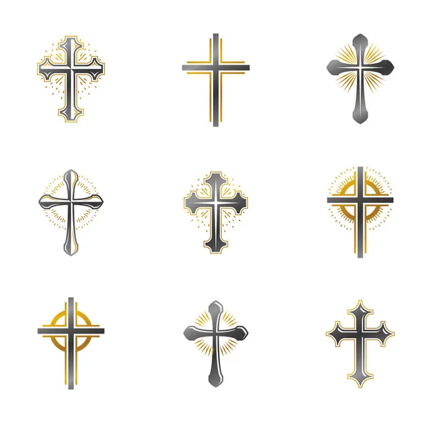 Conjunto de emblemas religiosos —  Vetores de Stock