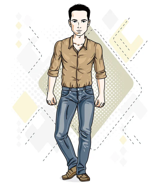 Guapo joven hombre de dibujos animados — Vector de stock