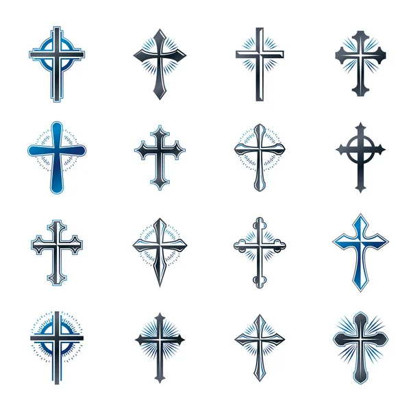 Conjunto de emblemas religiosos —  Vetores de Stock