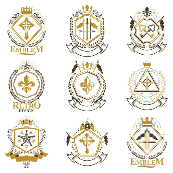 Vintage emblems collection — Stock Vector