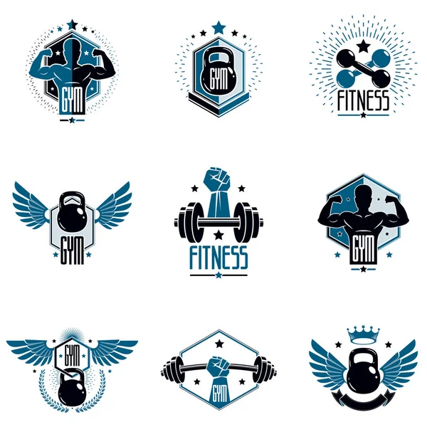 Logotipos para ginásio peso-pesado —  Vetores de Stock