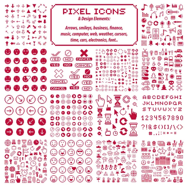 Símbolos de píxeles geométricos simples — Archivo Imágenes Vectoriales