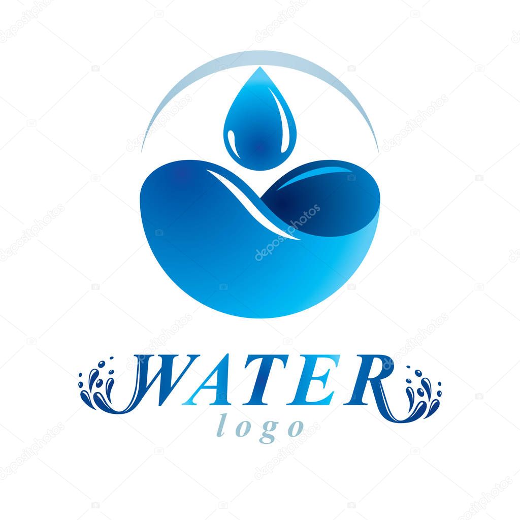 Vector illustration of Pure aqua ecology symbol. Human water consumption theme