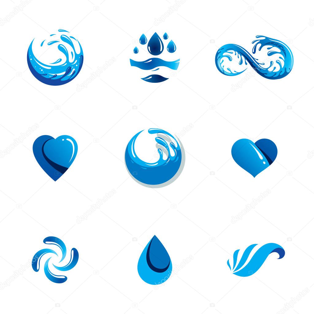 Vector illustration of Pure aqua ecology symbol. Human water consumption theme
