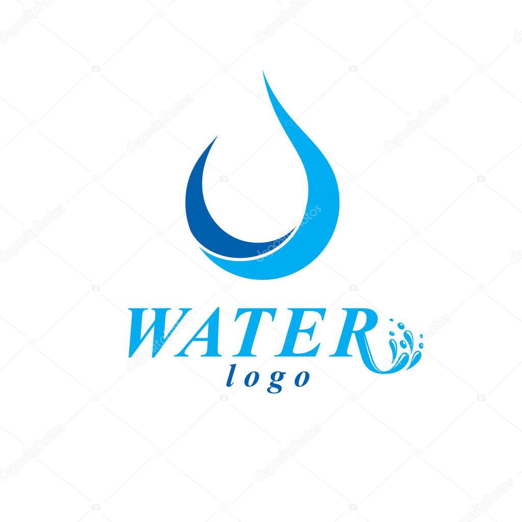 Vector illustration of Pure aqua ecology symbol. Human water consumption theme