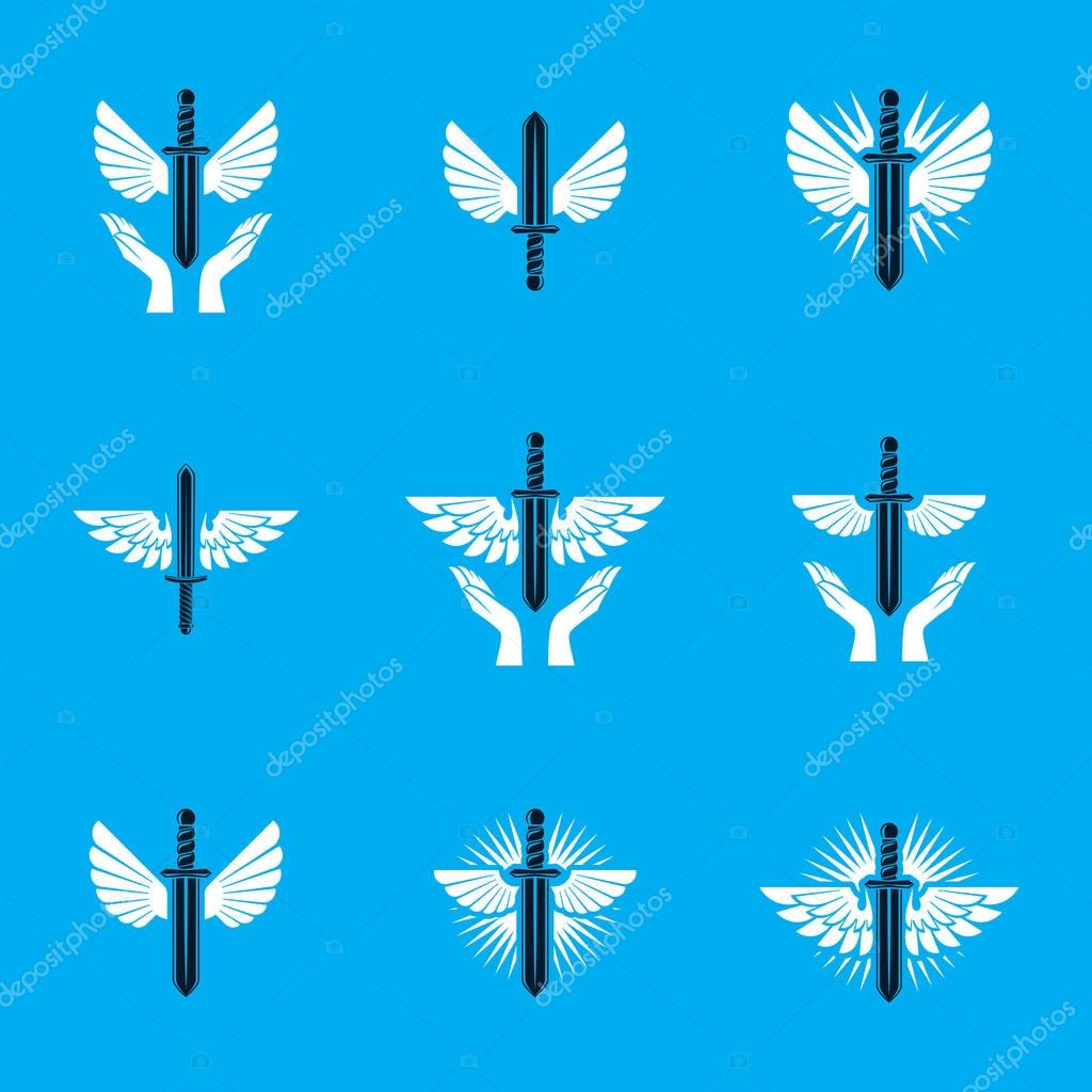 Vector illustration design of graphic guardian angel logo