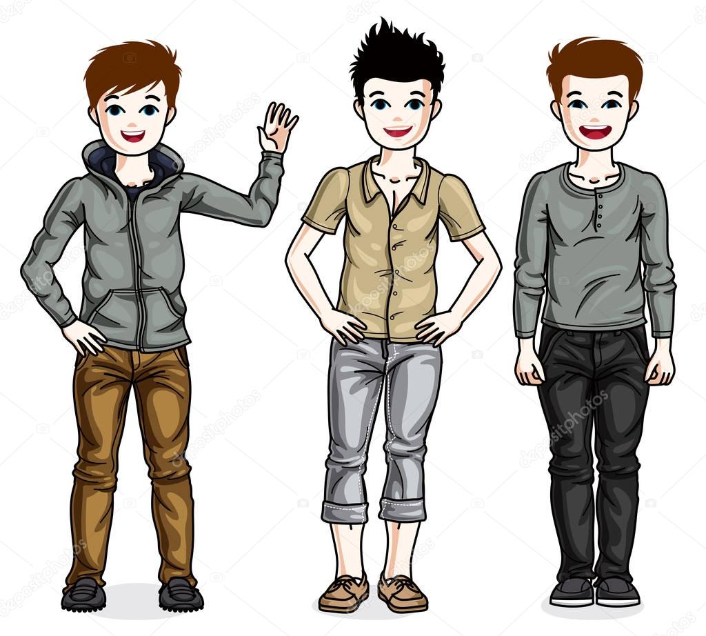 handsome cartoon male set