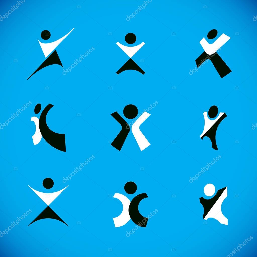 Vector illustration of abstract person. Business innovation idea creative logotype.