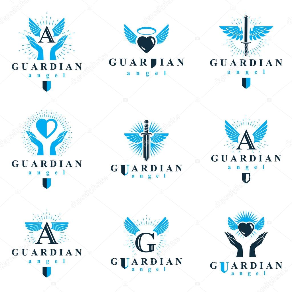 Vector illustration design of graphic Heart logo, love and freedom metaphor symbol.