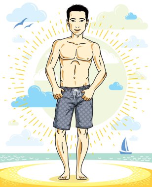 Yakışıklı genç çizgi film adam