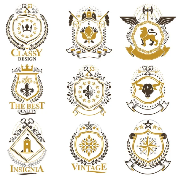 Коллекция старинных эмблем — стоковый вектор