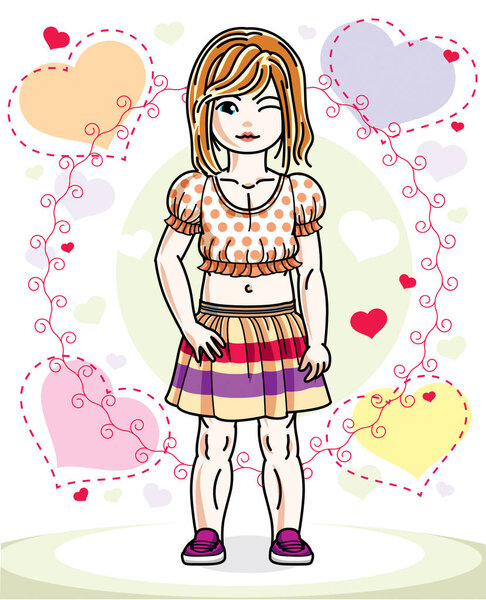 Little cartoon red-haired girl