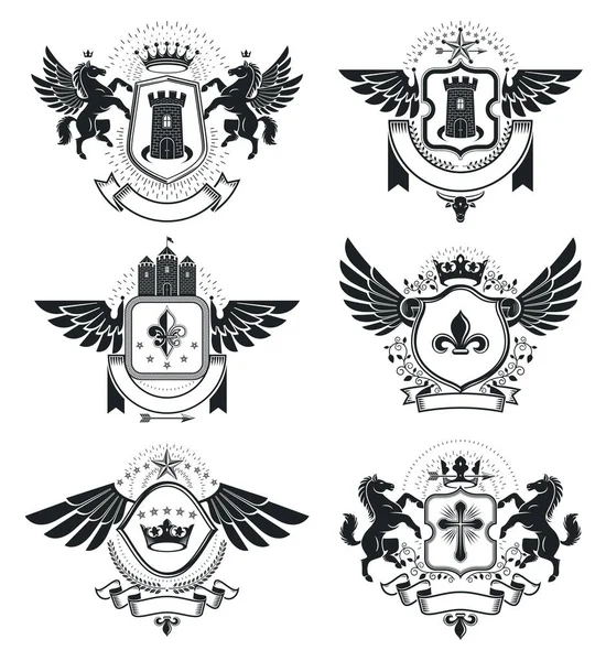 Sammlung historischer Embleme — Stockvektor