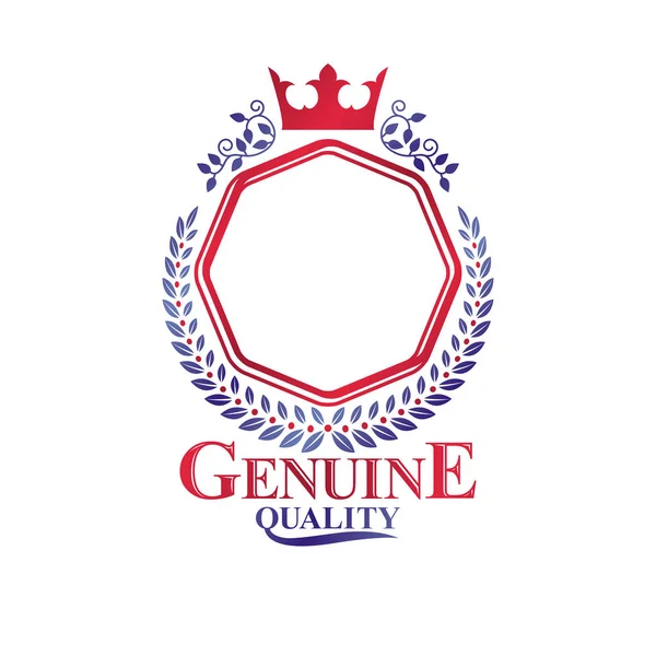 Emblème avec couronne royale — Image vectorielle