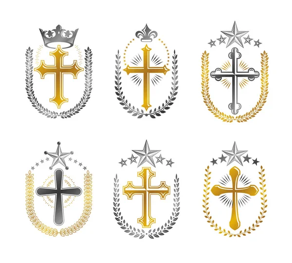 Conjunto de emblemas religiosos — Vetor de Stock