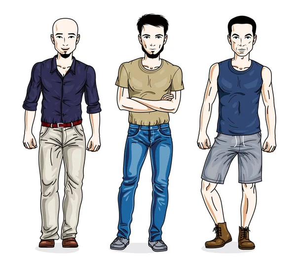 Bonito desenho animado conjunto masculino —  Vetores de Stock