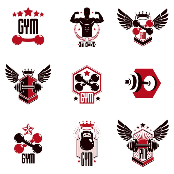 Logos für die Schwergewichtsgymnastik — Stockvektor