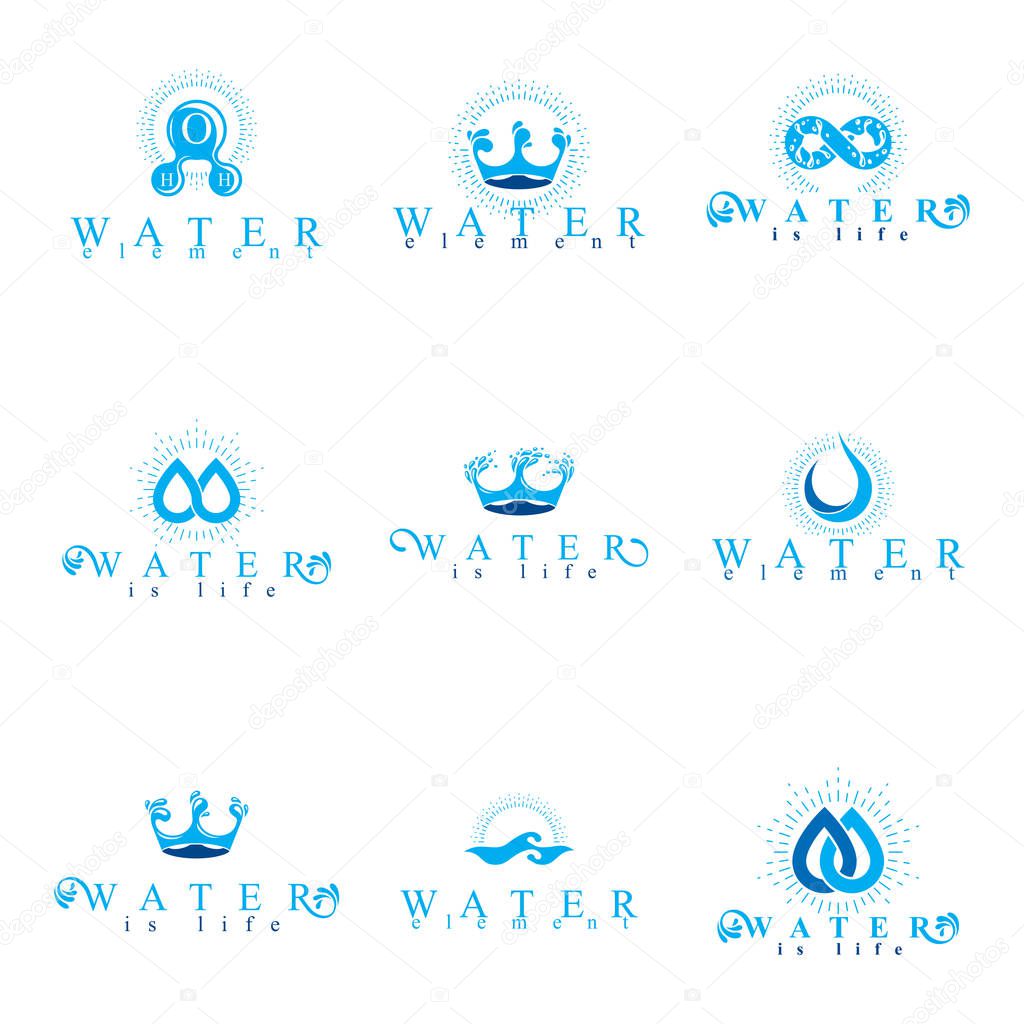 Vector illustration of Pure aqua ecology symbol. Human water consumption theme