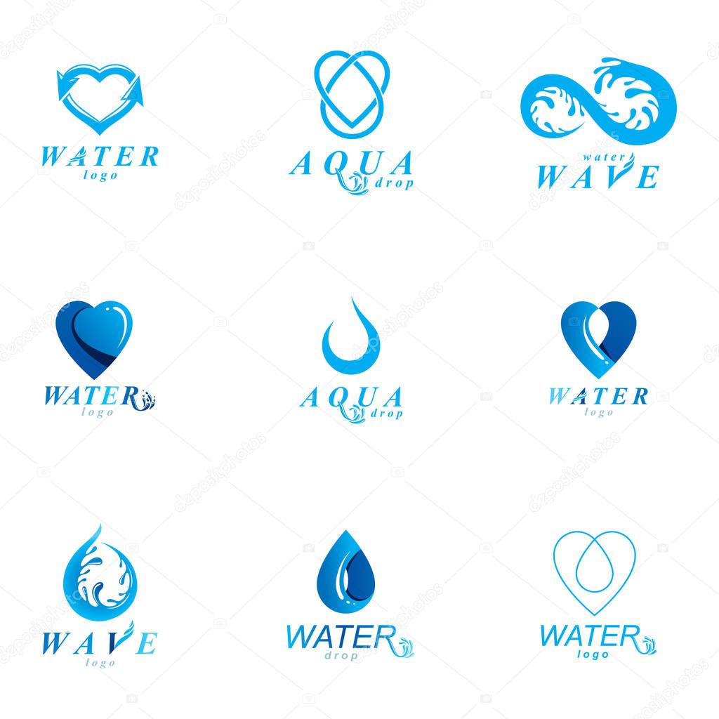 Vector illustration of Pure aqua ecology symbol. Human water consumption theme