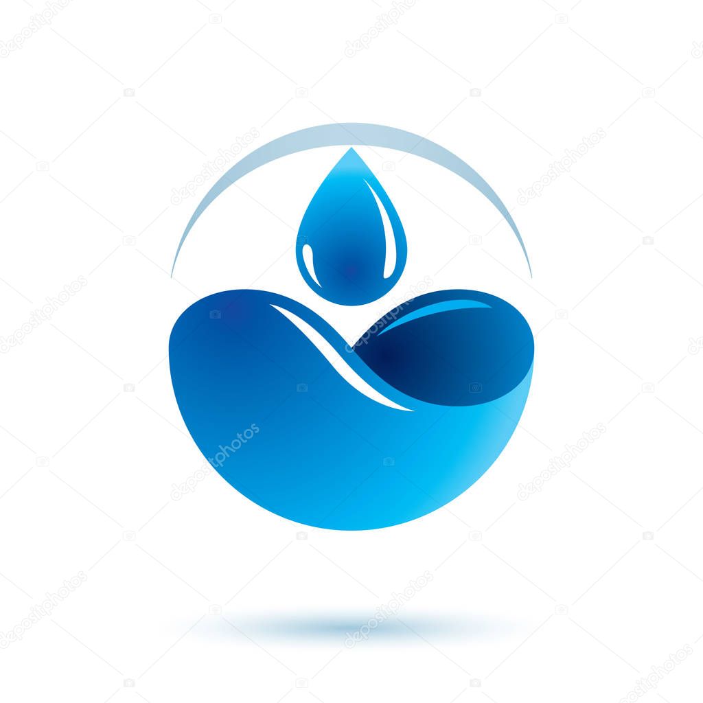 Vector illustration of Pure aqua ecology symbol. Human water consumption theme