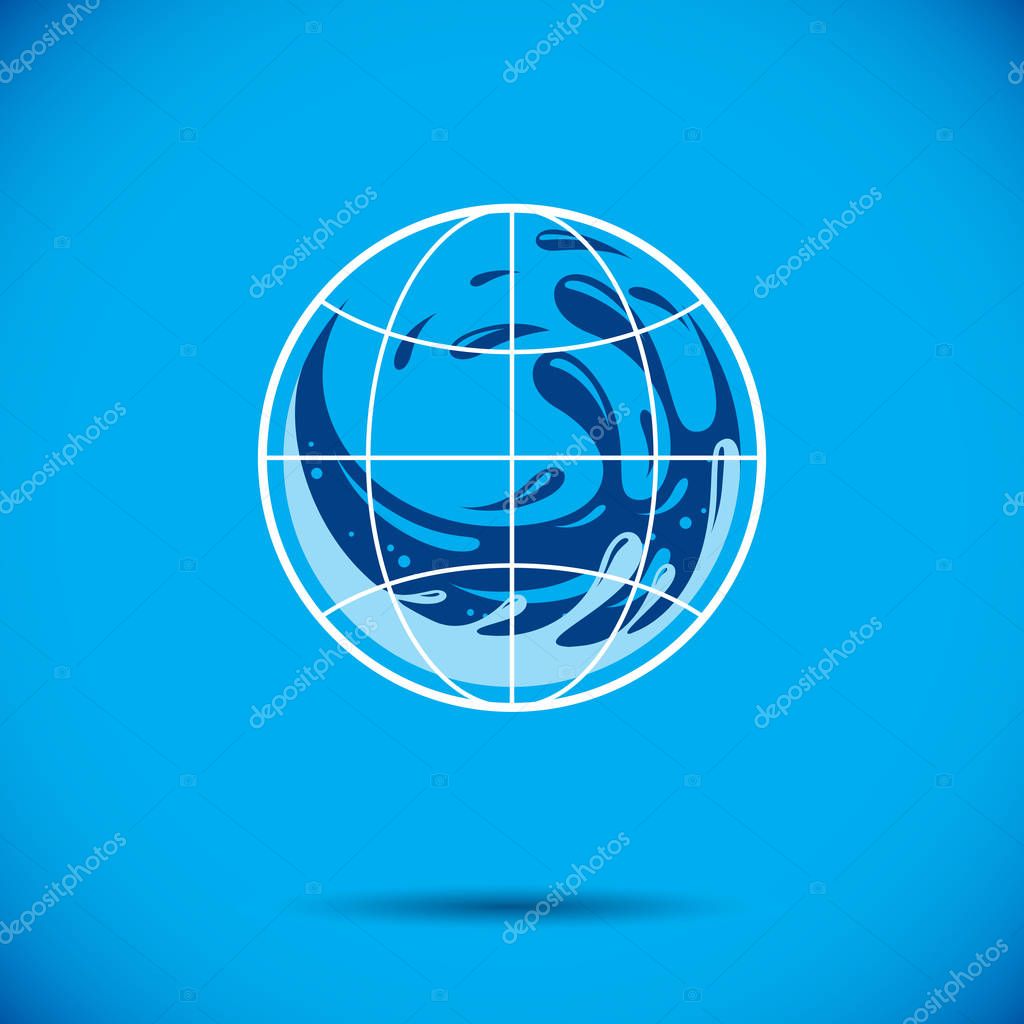 Vector illustration of Pure aqua ecology symbol. Human water consumption theme