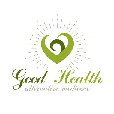 Yeşil yaprakları ile oluşan vektör kalp şekli. 