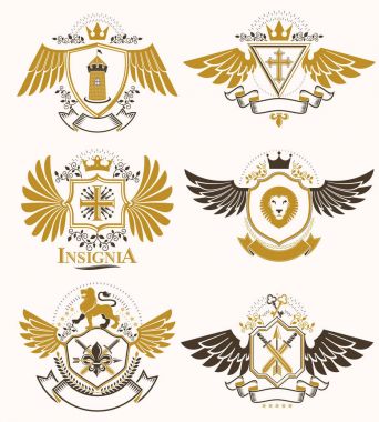 Vintage Hanedanlık armaları tasarım şablonları